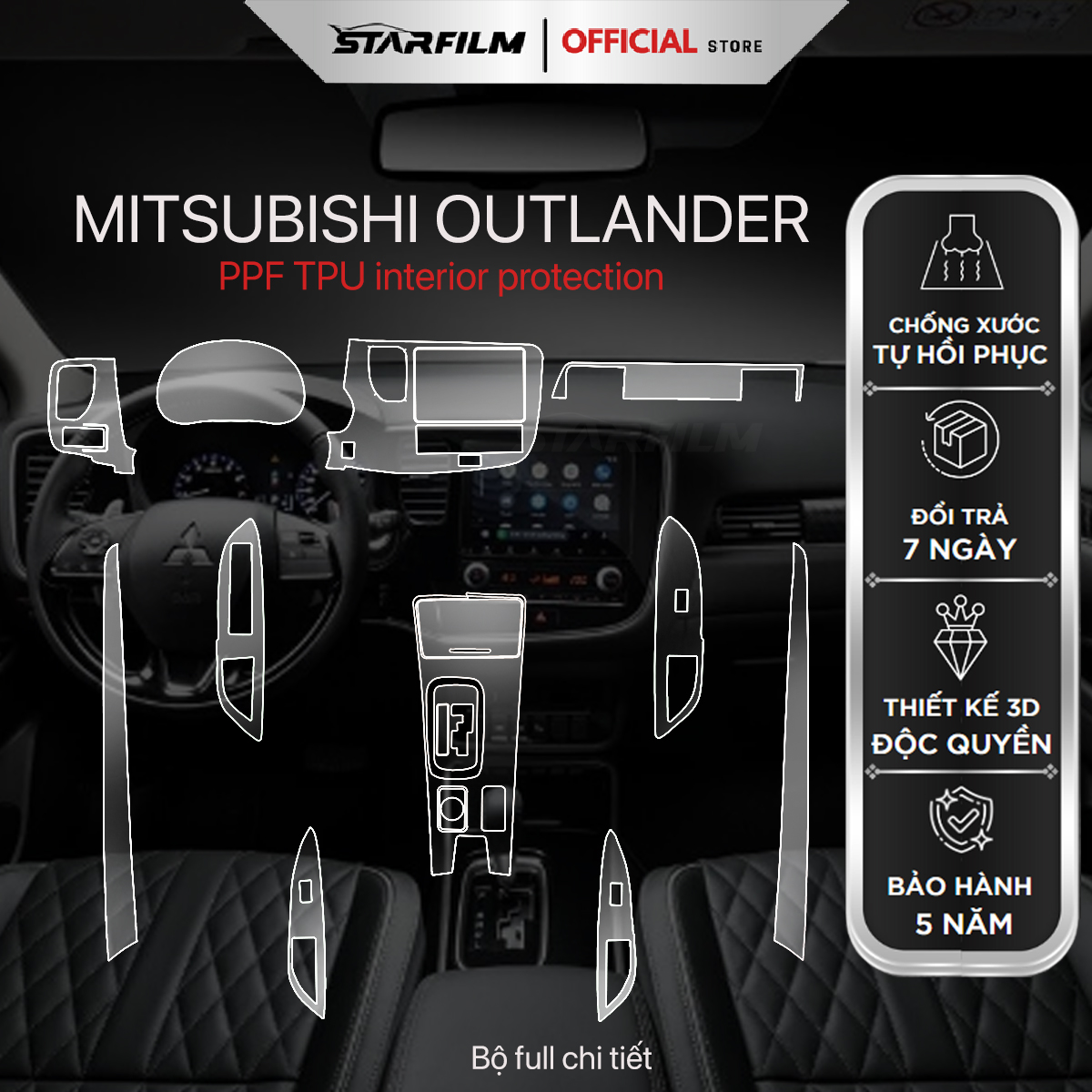 Mitsubishi Outlander 2023 PPF TPU chống xước tự hồi phục STARFILM